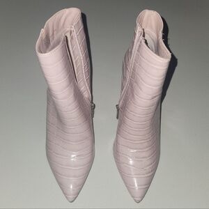 JustFab Light Pink Croc-Embossed Ankle Boots